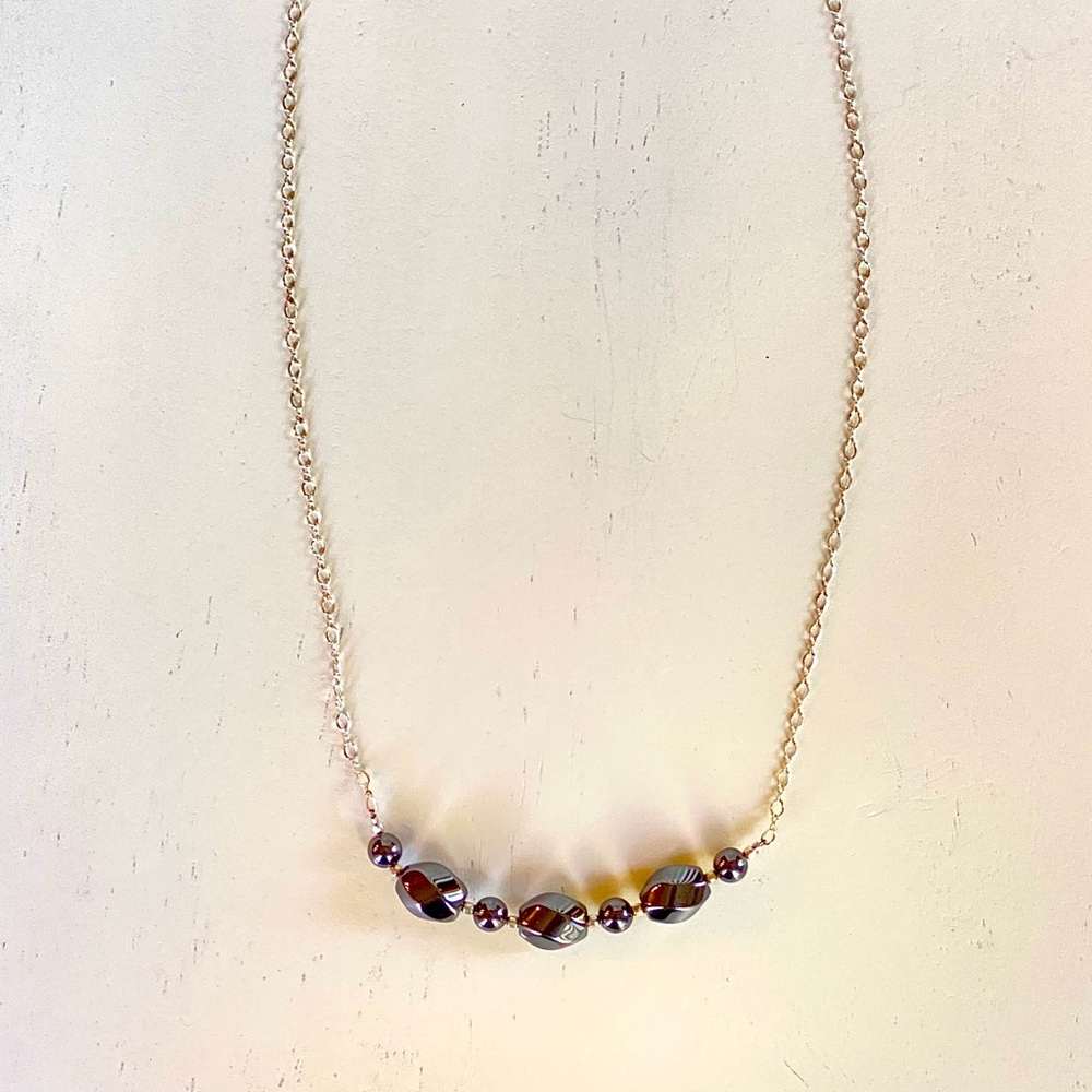 Handcrafted Hematite and Sterling Silver Necklace